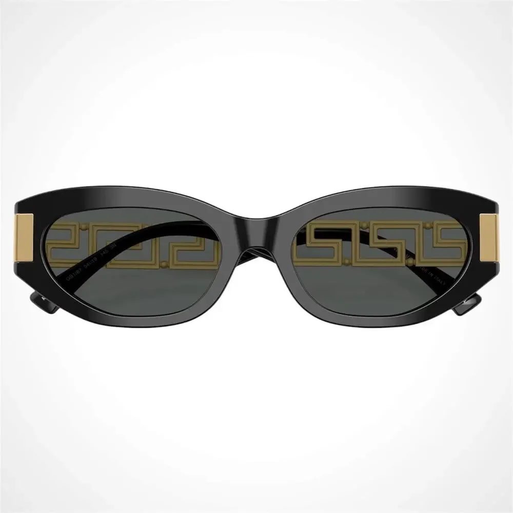 New VERSACE Sunglasses Black Gold Acetate & Metal Cat Eye w/ Case